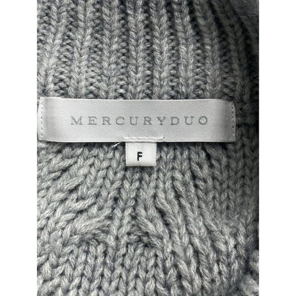 MERCURY DUO Women Cable Knit Sweater Sz M Gray Pullover Modern Classic 79-43 - Picture 9 of 16